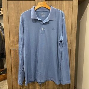 Coolibar Mens Large Long Sleeve Polo Shirt Blue UPF 50+ UV Protection